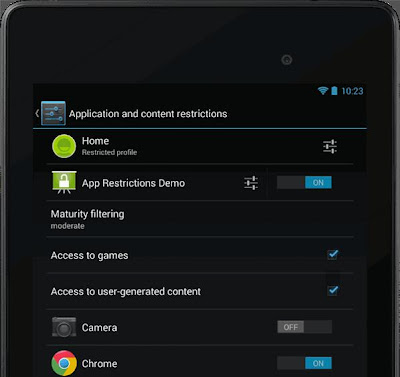Multi-User Restricted Profiles Android Jelly Bean 4.3