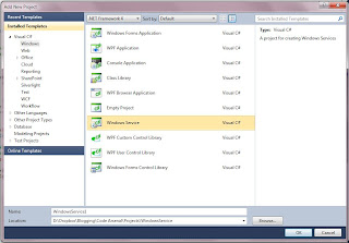 Windows Service Project in Visual Studio 2010