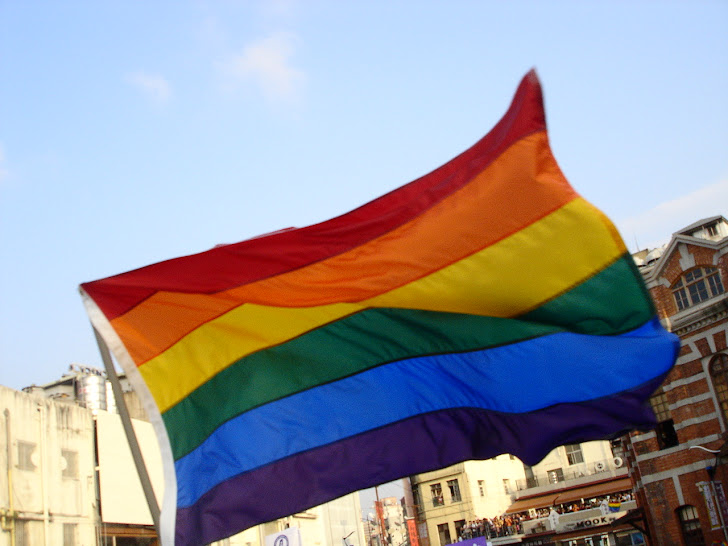 La bandiera arcobaleno, simbolo del movimento di liberazione omosessuale.