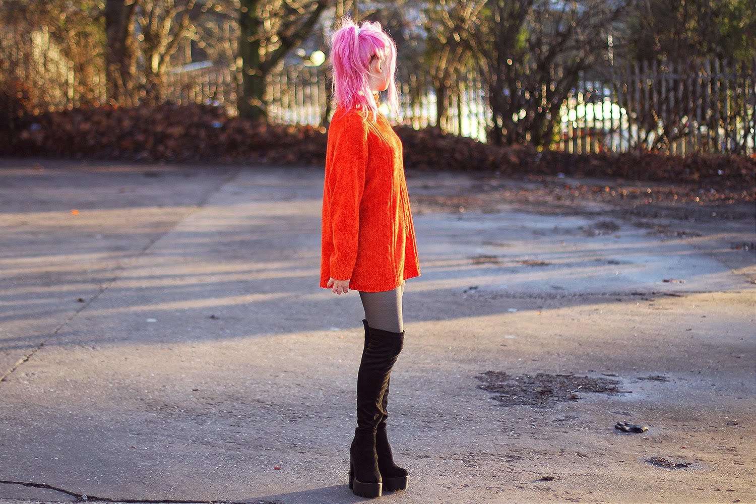 burnt orange thigh high boots