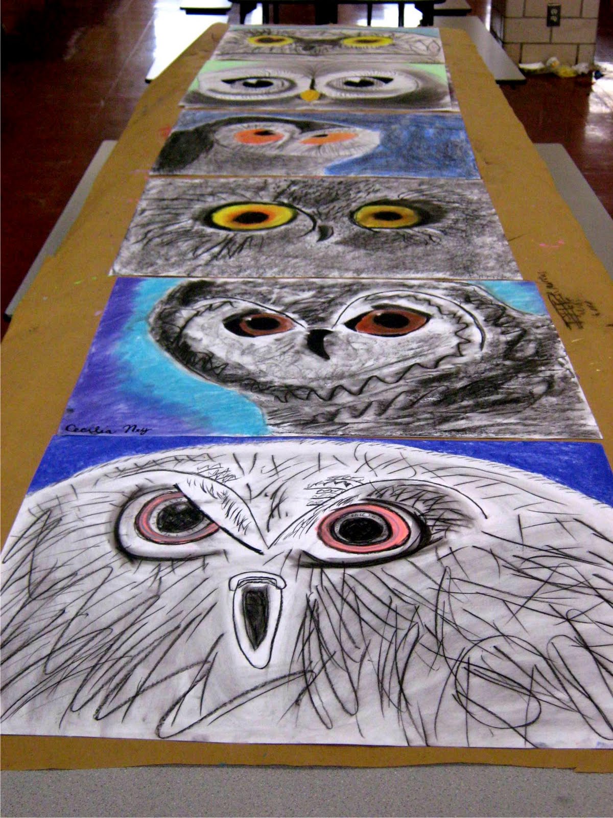 Art Dish with MJ Charcoal and Pastel Owls