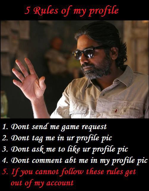 FUNNY INDIAN PICTURES GALLERY : 5 Rules of my Facebook  profile - Funny Tamil picture style