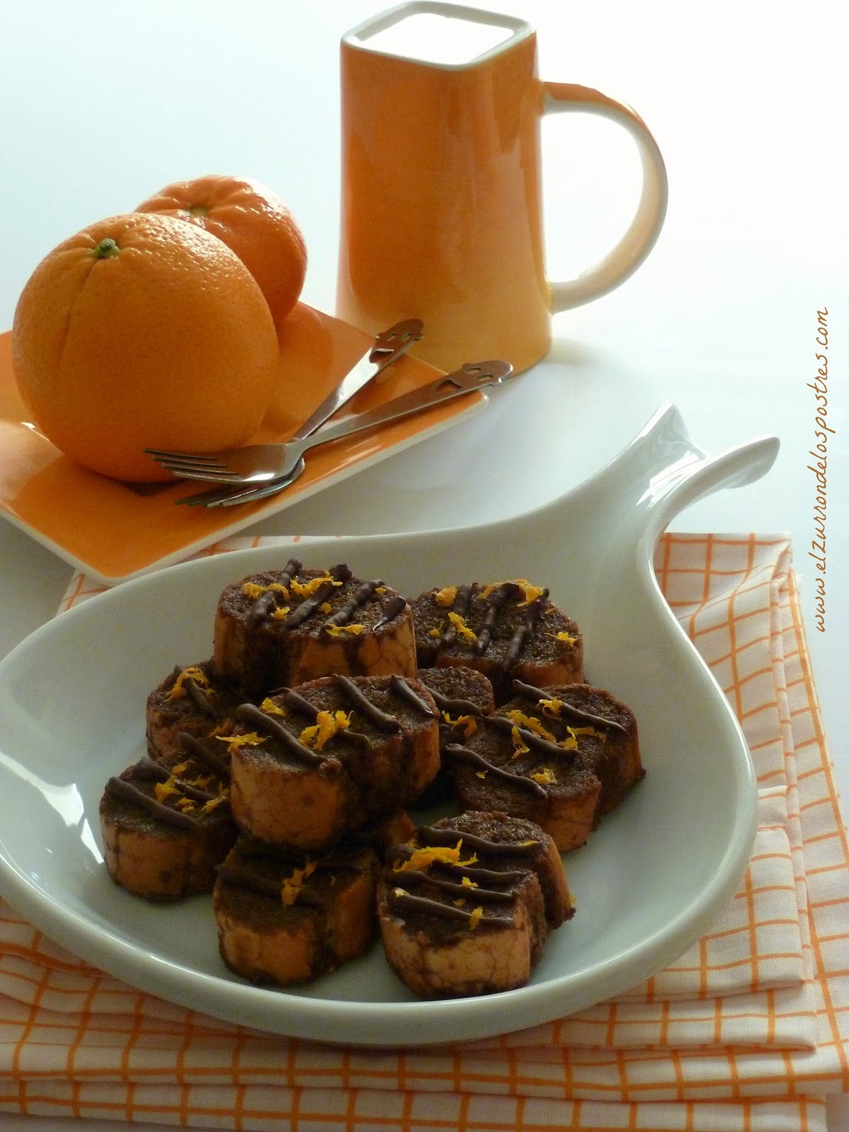Mini Torrijas De Chocolate Y Naranja
