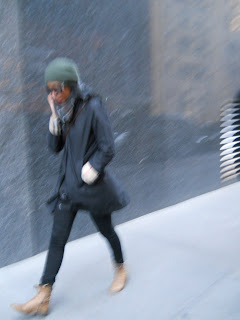 girl walking in New York city