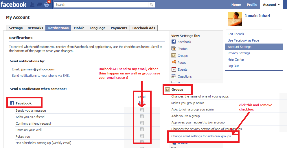 uninstall facebook notifier