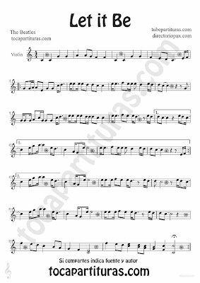 Tubescore Let it Be by The Beatles sheet music for Violin Pop - Rock Music Score