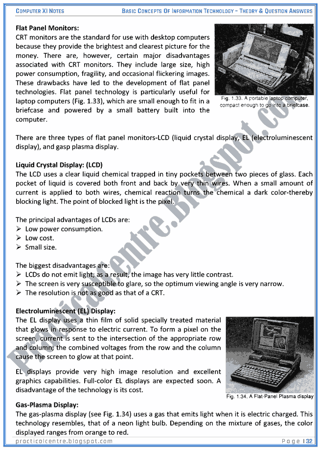 Basic Concepts Of Information Technology - Theory And Questions Answers - Computer XI