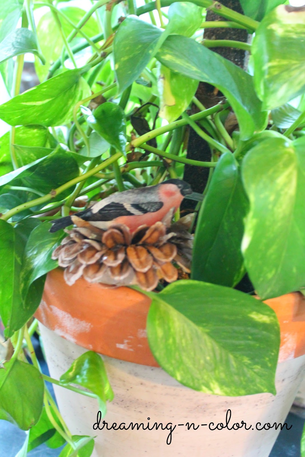 dreamingincolor Plant Stick with Pine Cone Nest