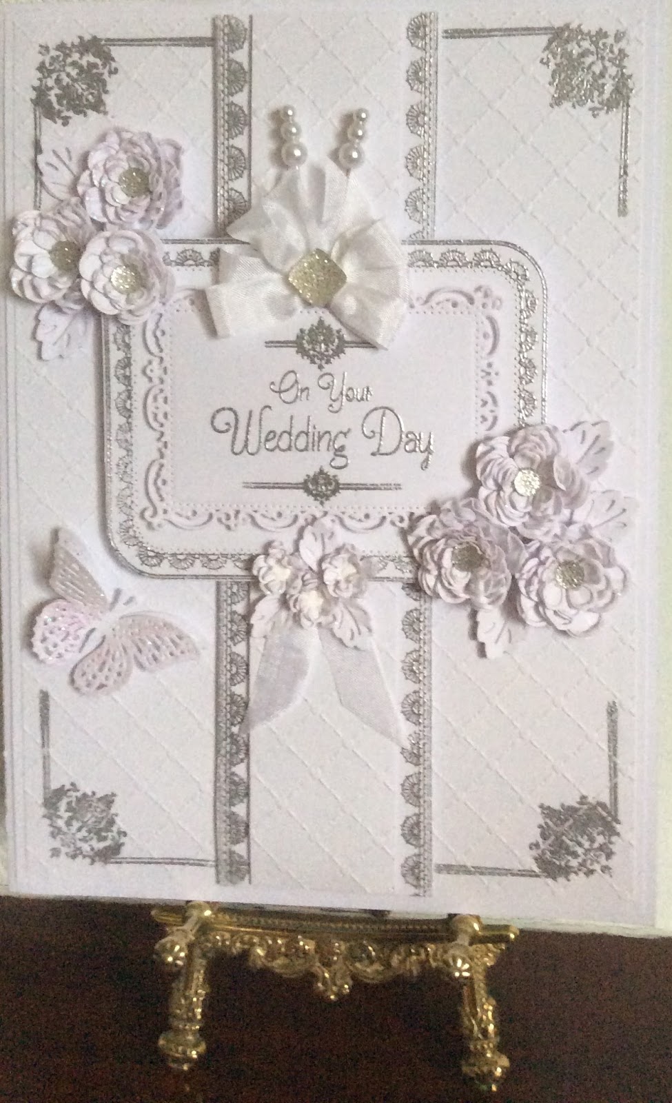 Phills' Crafty Place A4 White & Silver Embossed Wedding Card
