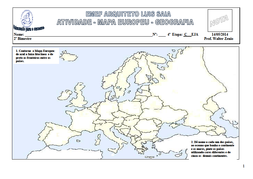 Mapa Político da Europa - Paises Europeus