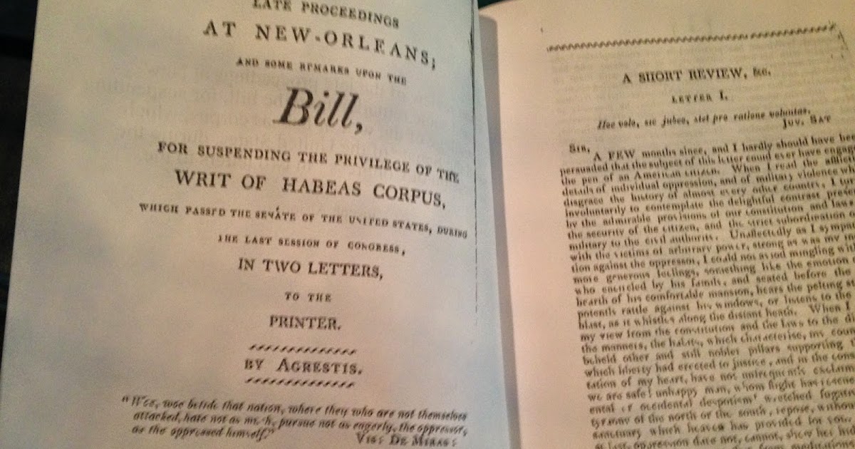 Theodosia and the Pirates Suspending Habeas Corpus A Longstanding