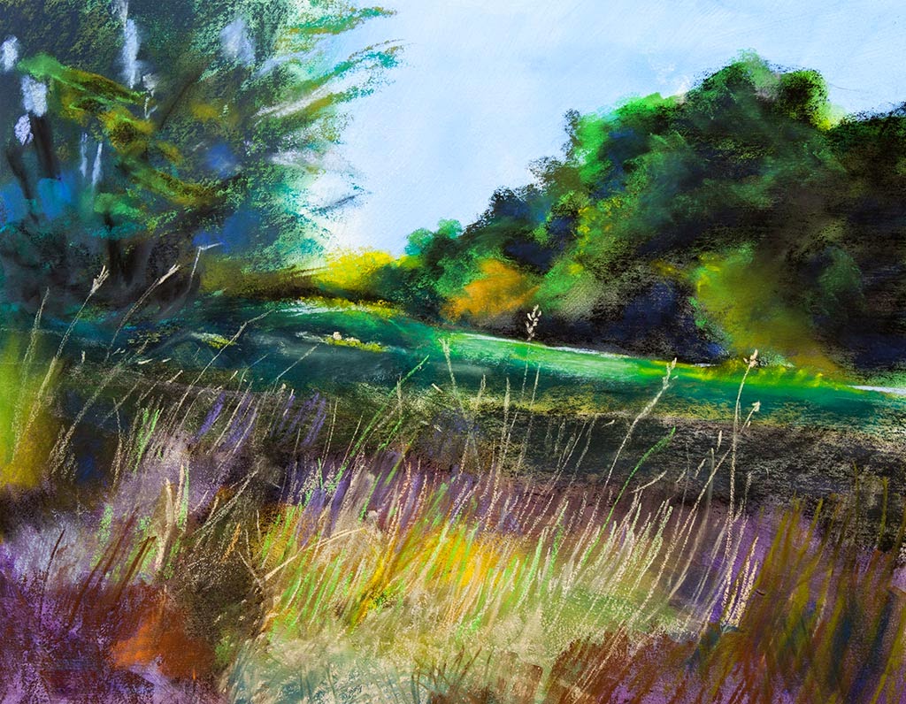 Paysage aux pastels secs Peintures à l'huile, pastels, aquarelle