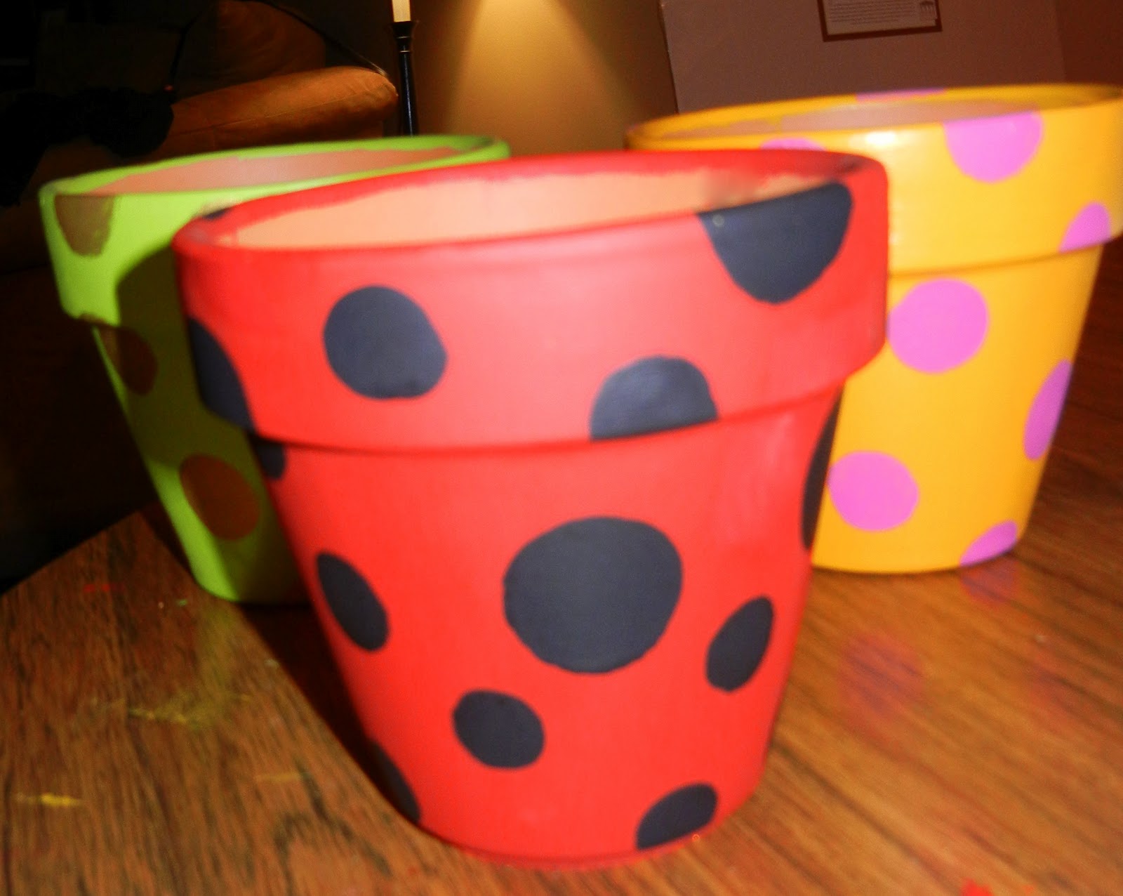 Libby Ribbons Weekend Paint Project Polka Dot Flower Pots