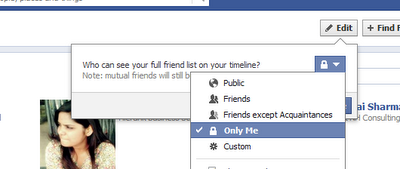 Facebook friend list privacy options