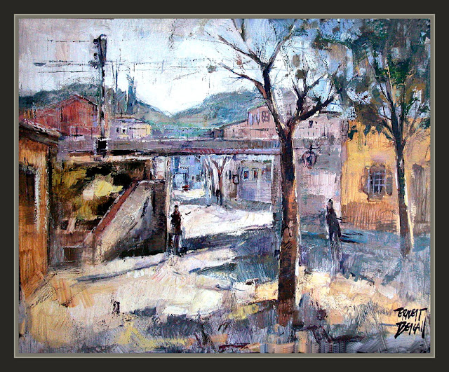 SANT VICENÇ DE CASTELLET-PINTURA-BAGES-PUENTE-FERROCARRIL-CUADROS-PINTOR-ERNEST DESCALS-