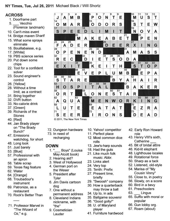 The New York Times Crossword in Gothic 07.26.11 — Signs