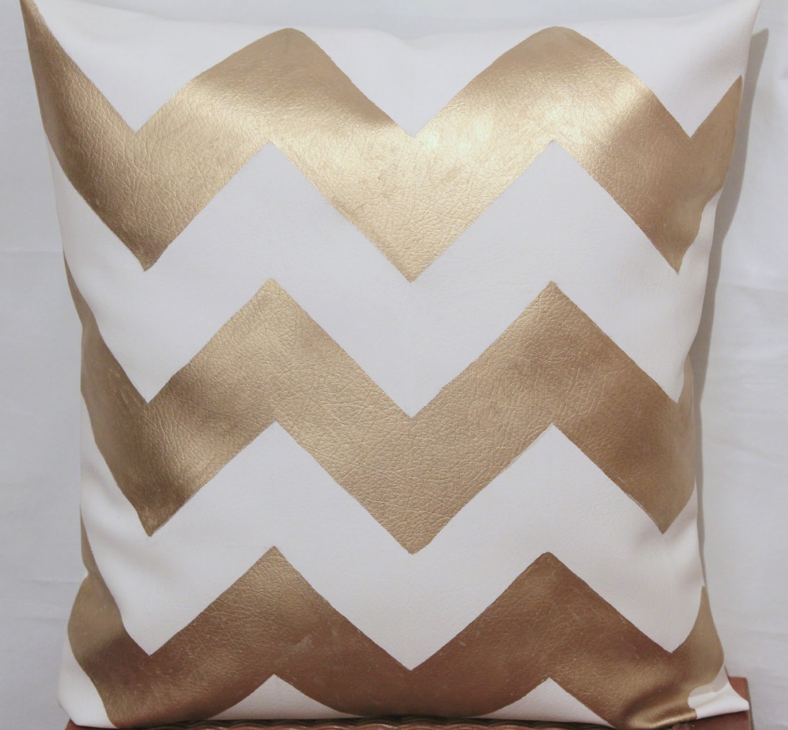 Faux Leather Metallic Gold Chevron Pillow DIY