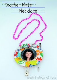 Teacher Note Necklace made from Upcycled CD-ROM
