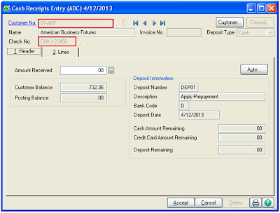 Cash Receipts Entry