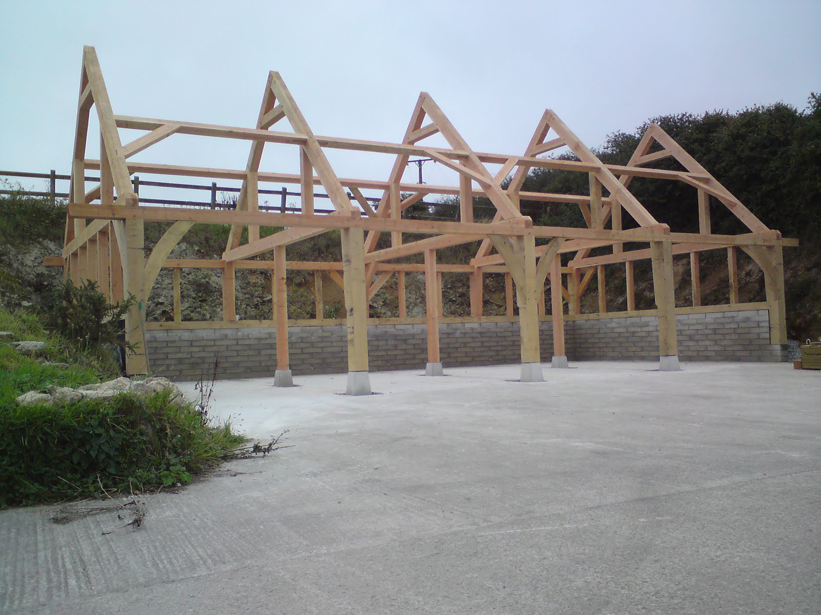 Trengayor Woodworks More finished green oak timber frames in Cornwall
