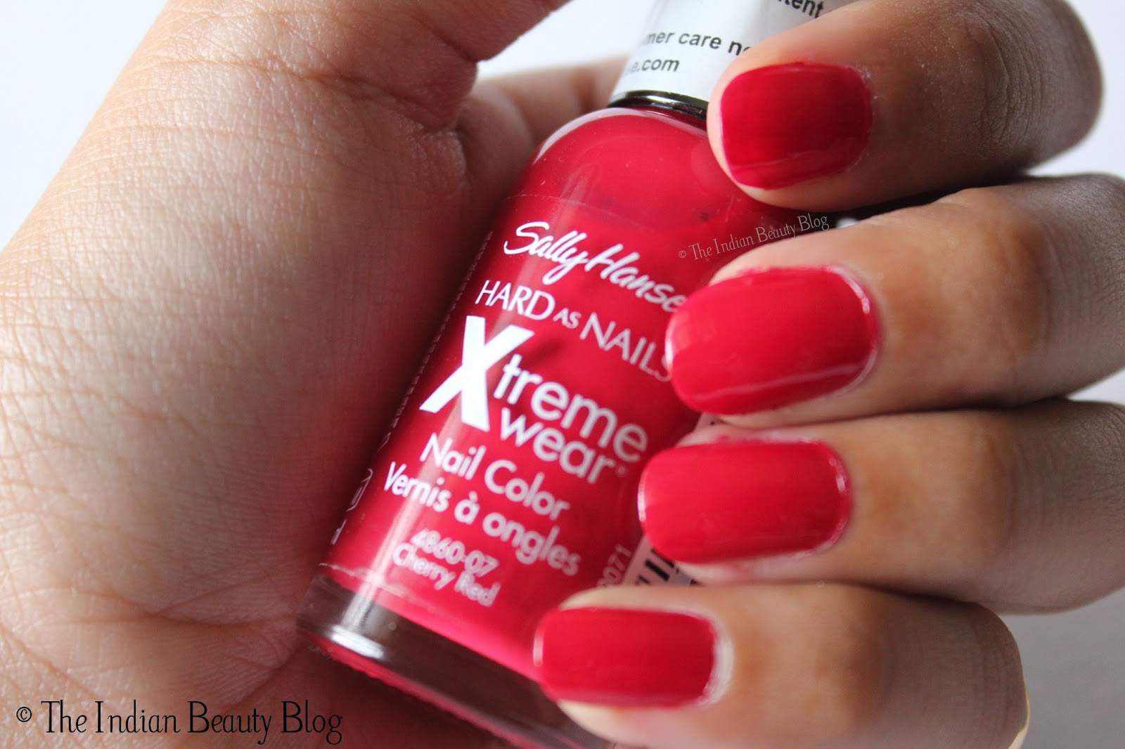 Sally Hansen Hard As Nails Xtreme Wear nail color- Cherry Red: Review, NOTD  - The Indian Beauty Blog