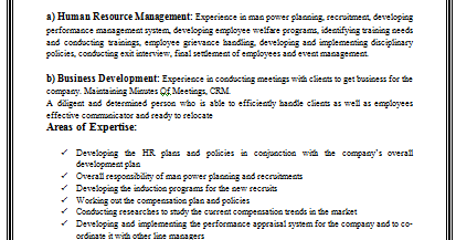 mba hr resumes