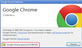 Google Chrome güncellemesi