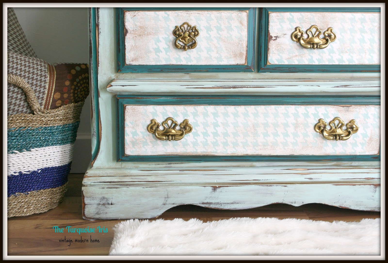 The Turquoise Iris Furniture Art Hounds Tooth Dresser In