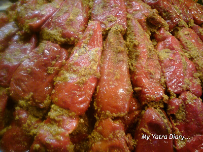 Red Chilly pickle on display in a shop at Haridwar