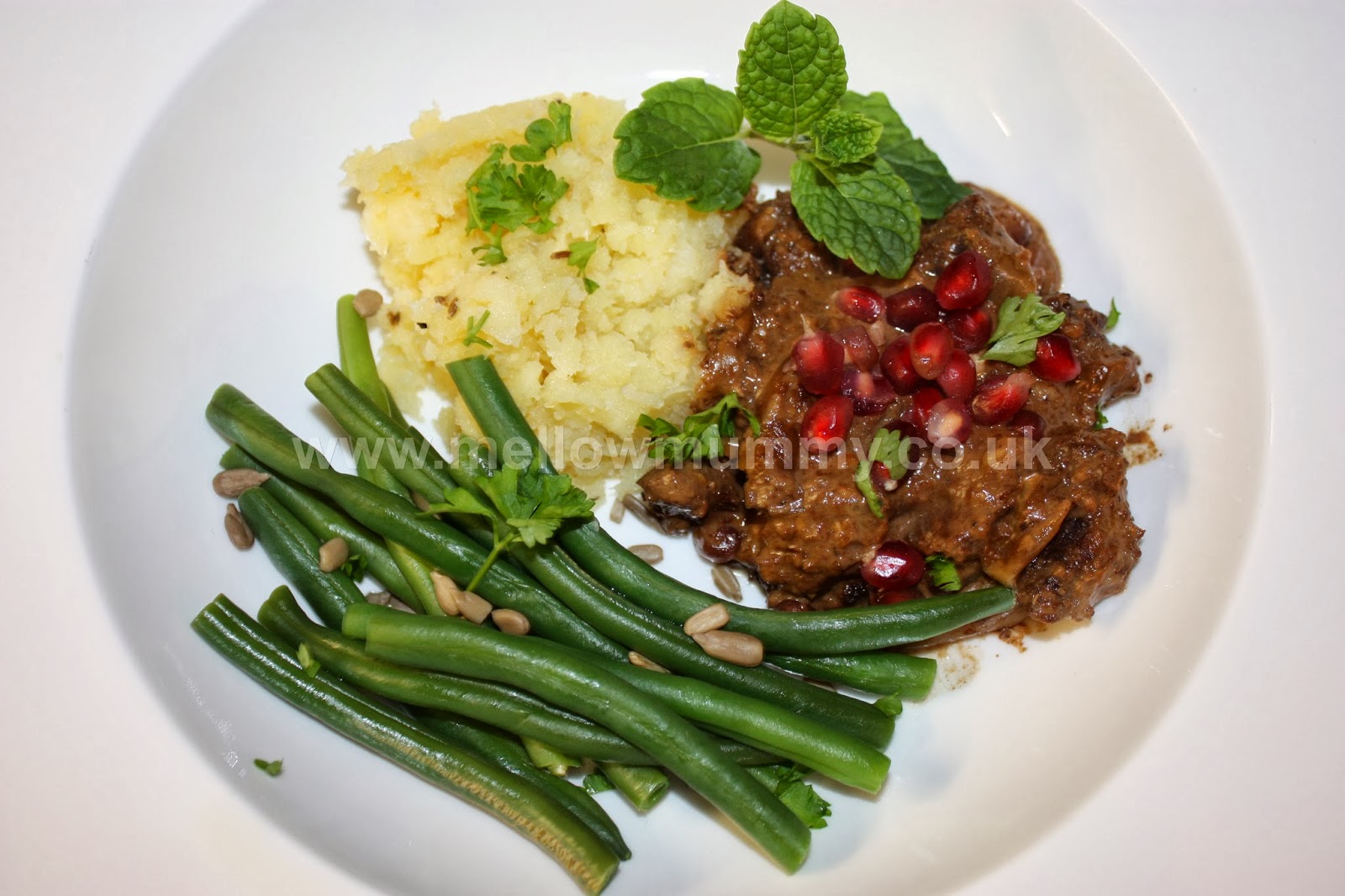 Recipe for slow cooked Persian venison with pomegranate and a cumin and parsnip mash