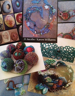 Bead related postcards featuring designs by Karen Williams