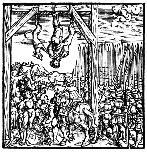 man hanged backwards
