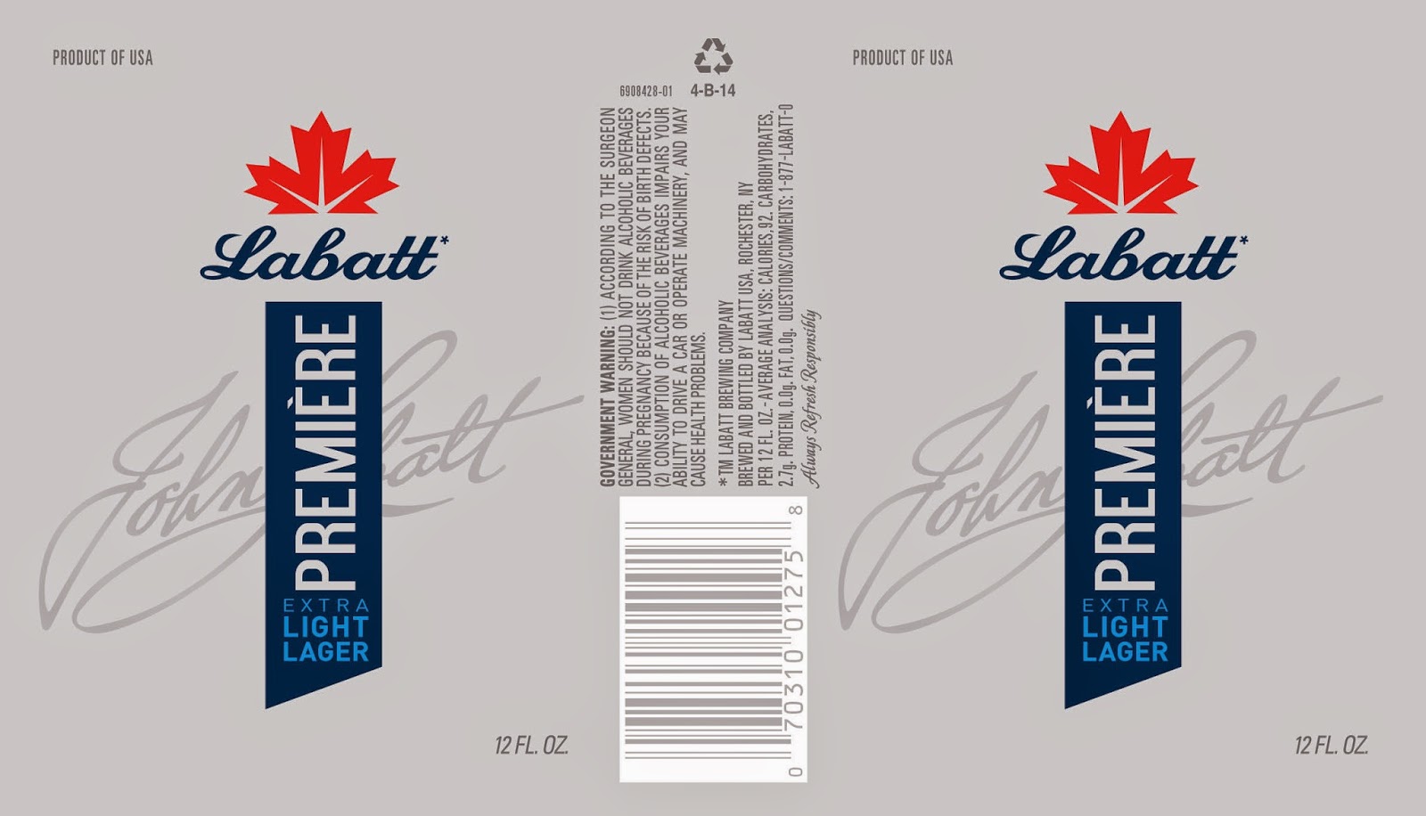 Labatt Premier Ultra Light Lager (90 Calories)