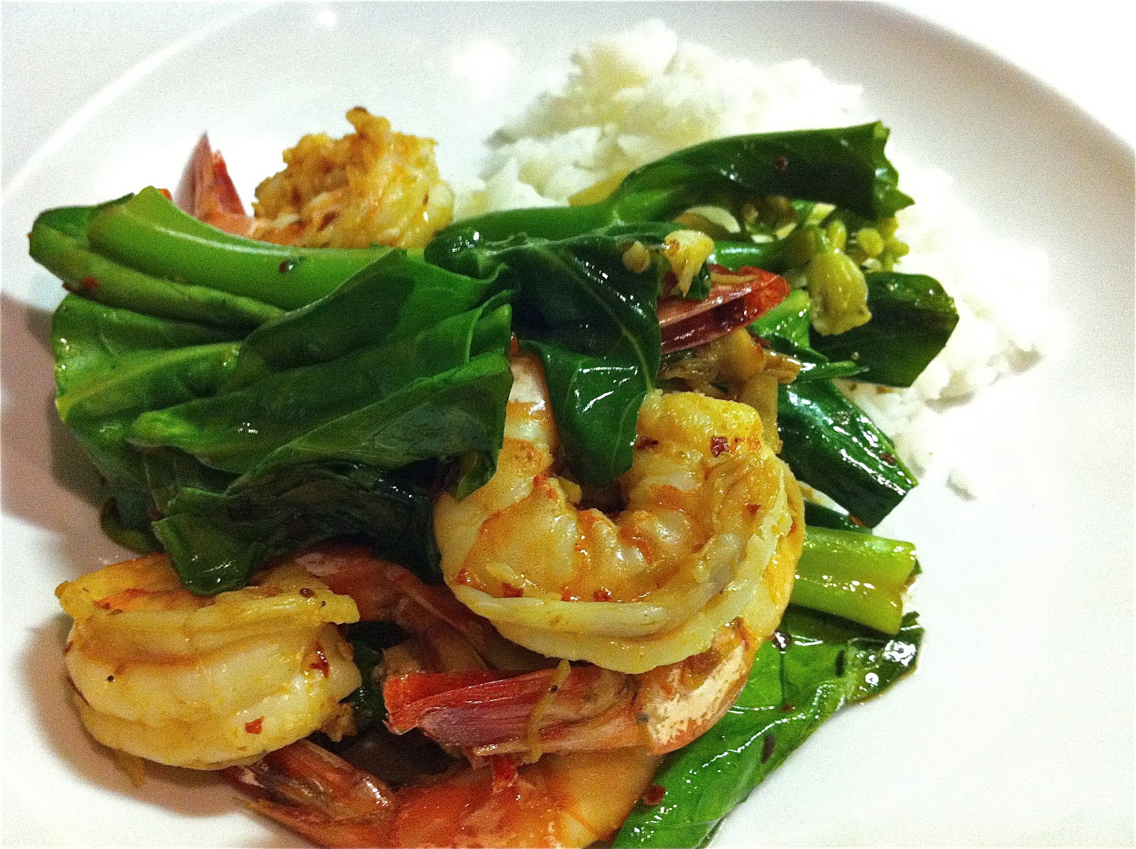 Behind The Burners STIR FRIED PRAWNS WITH CHOY SUM