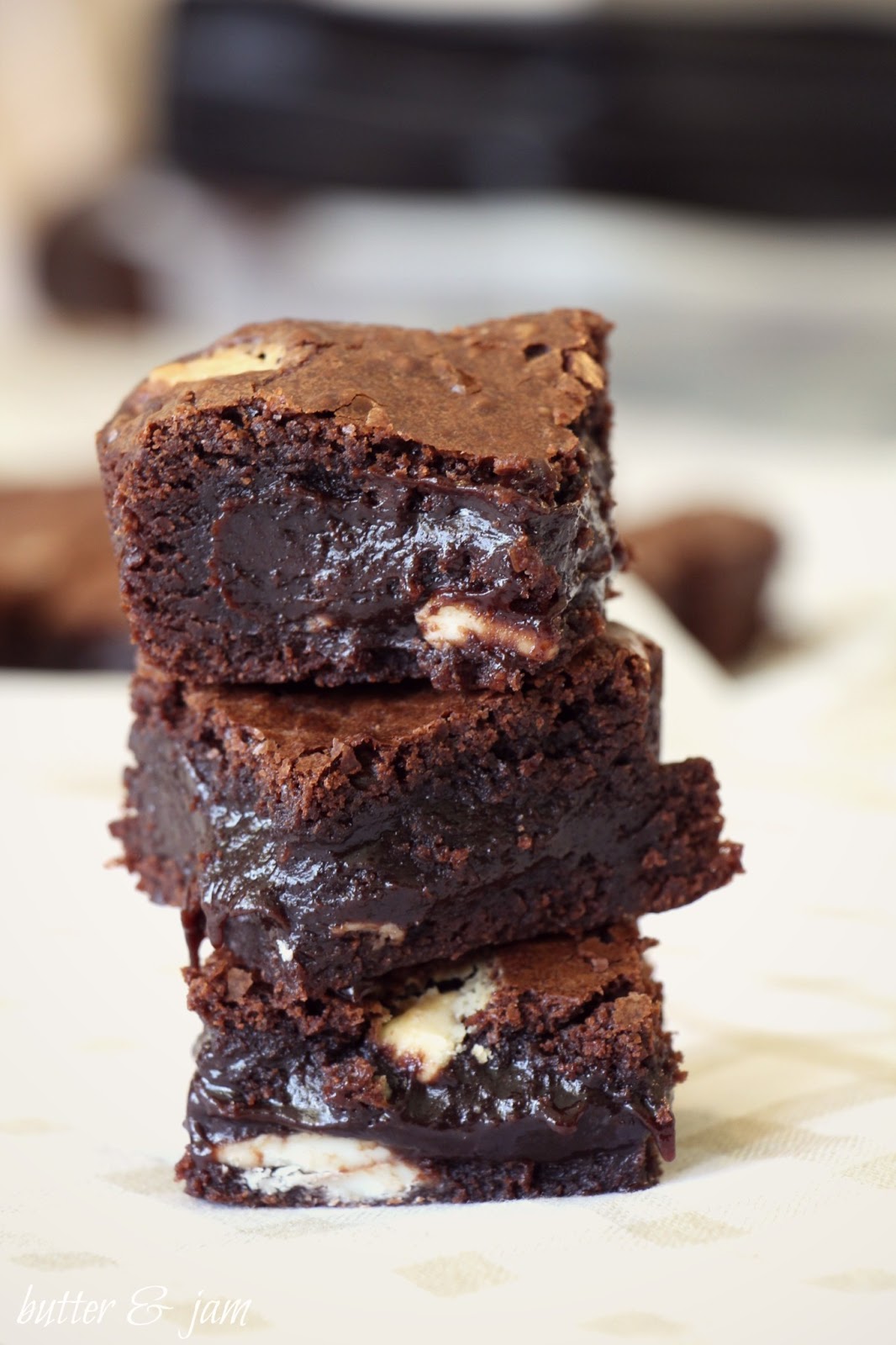 butter & jam triple chocolate fudge brownies
