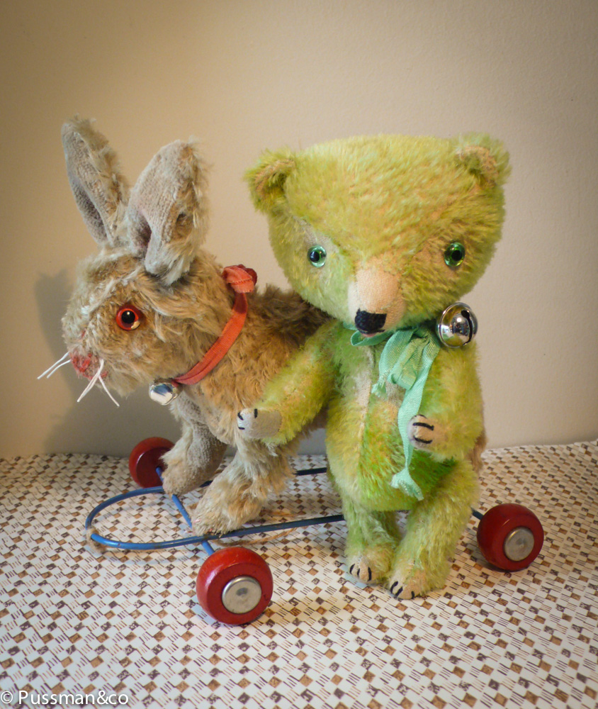 PUSSMANSTUFFIES ETC... Alfred (adopted) the bunny on wheels