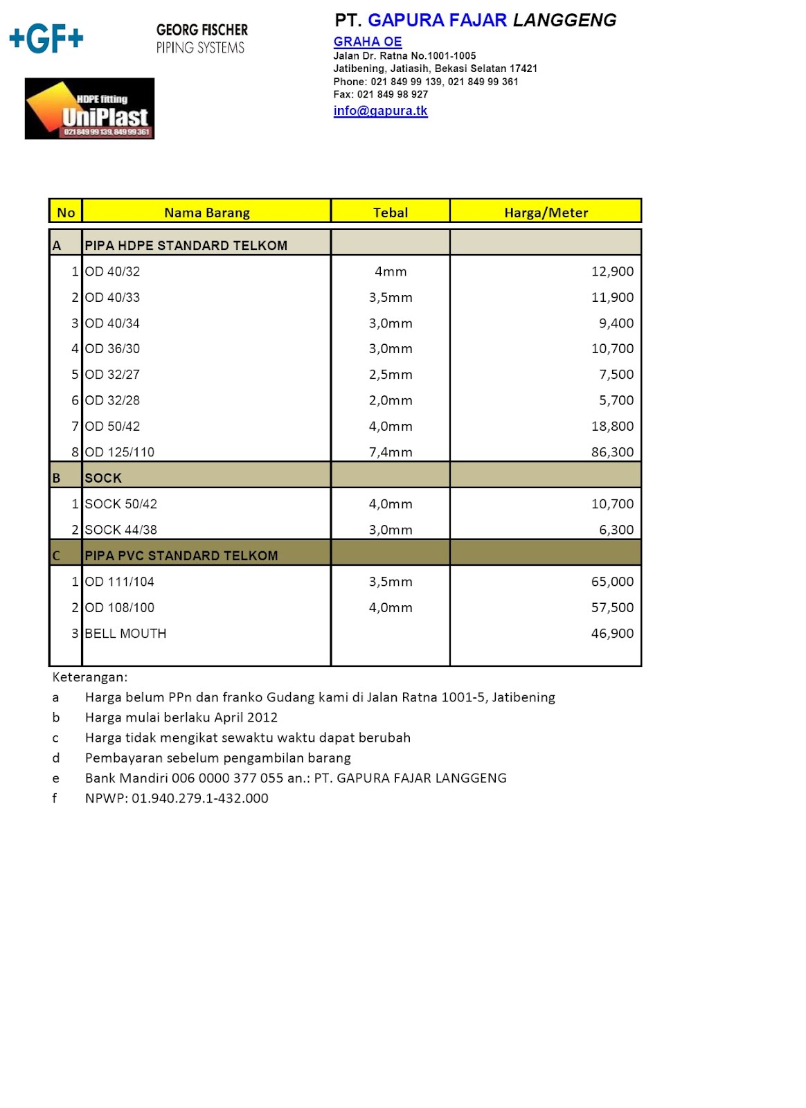HARGA PIPA SUBDUCT HDPE HARGA PIPA SUBDUCT HDPE