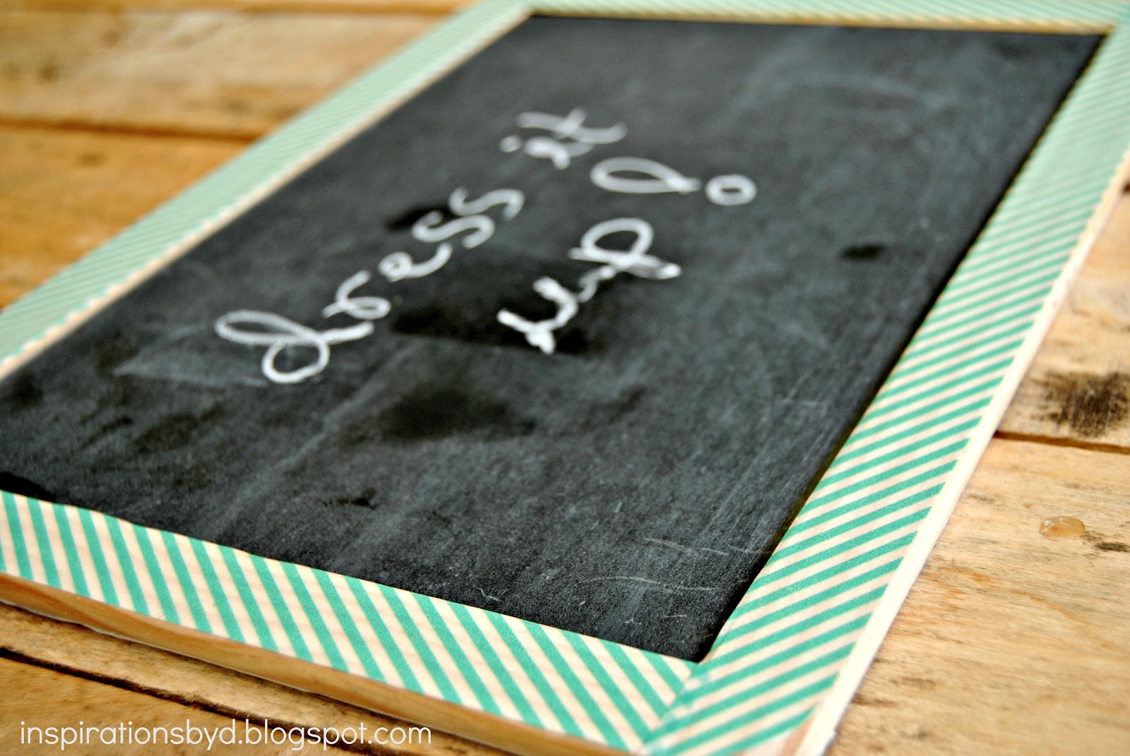 Inspirations by D How to Decorate a Slate Chalkboard with Washi Tape