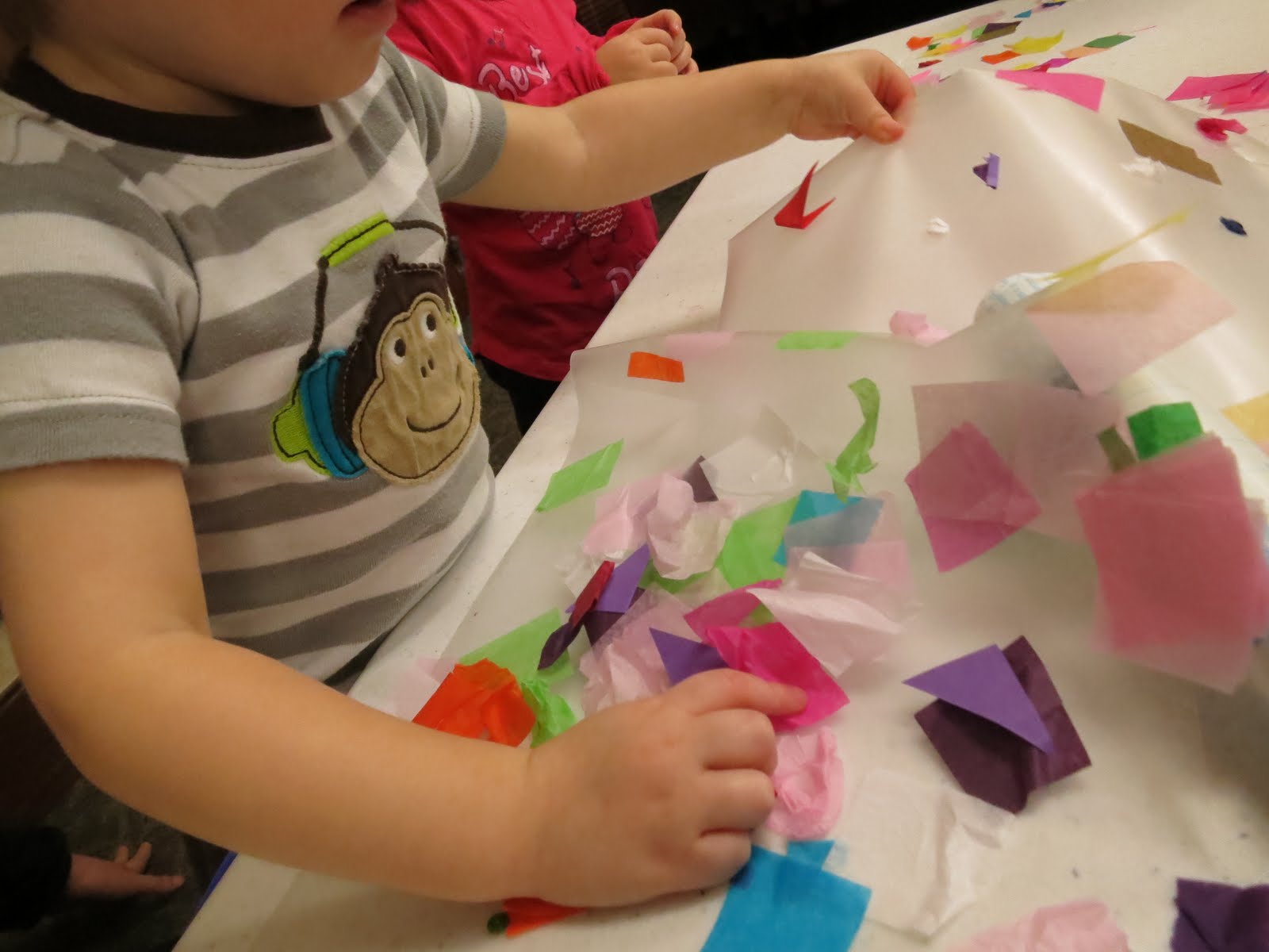 Toddler Art Class Sticky "Stained Glass" library makers