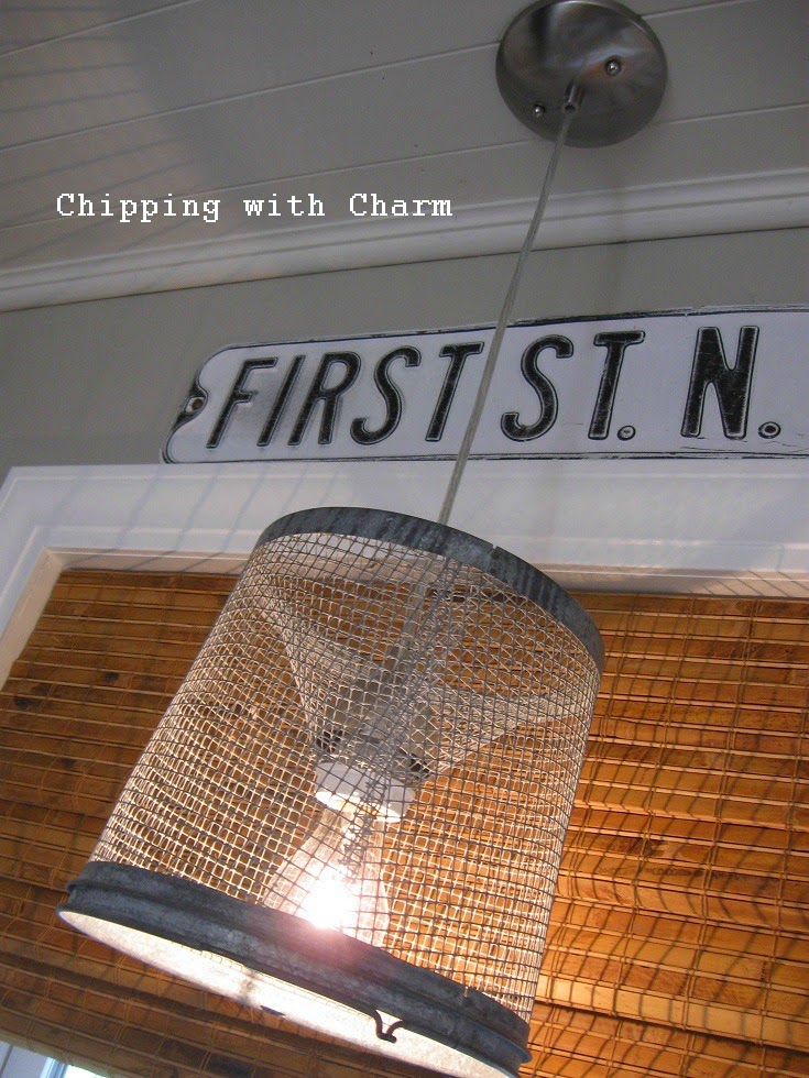 Chipping with Charm: Minnow Basket Light Fixture...http://www.chippingwithcharm.blogspot.com/