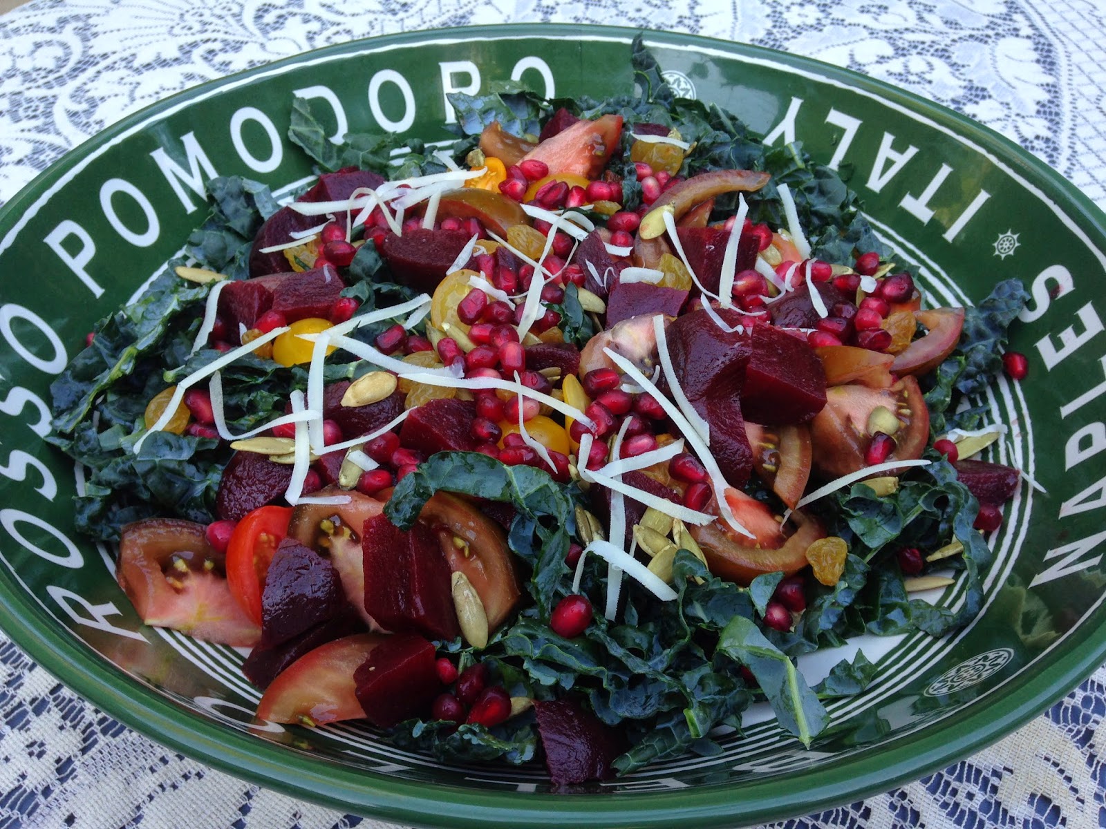 Sixty Salads of Summer 4. Kale Salad with Beets, Golden Raisins