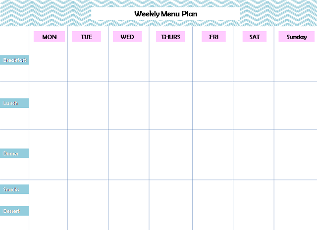 printable monthly menu planner