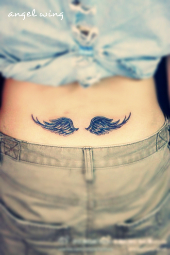 lower back angel wing tattoo design for girls