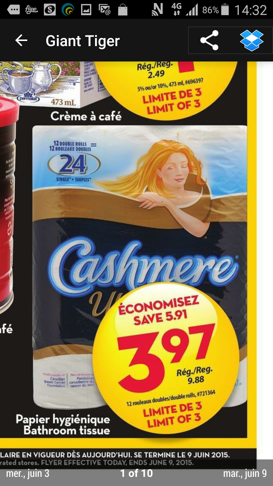 Coupons et Circulaires 1.97 CASHMERE 12 RLX DOUBLES