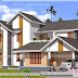 Floor plan and elevation of sloping roof house