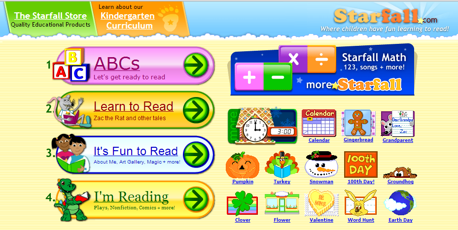 starfall kindergarten starfall kindergarten