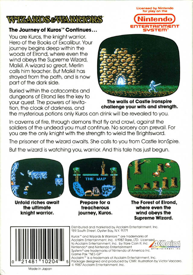 8Bit City Wizards and Warriors NES Box Scans