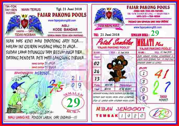 Judi Pakong Pools Kode Syair Fajar Pakong 22 Juni 2018