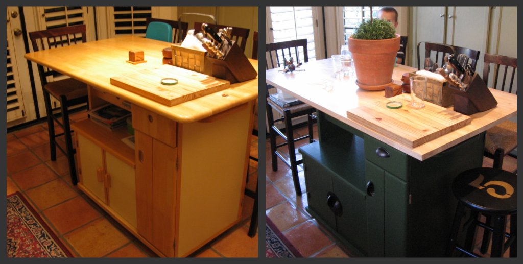 turning a sewing machine table into a kitchen island