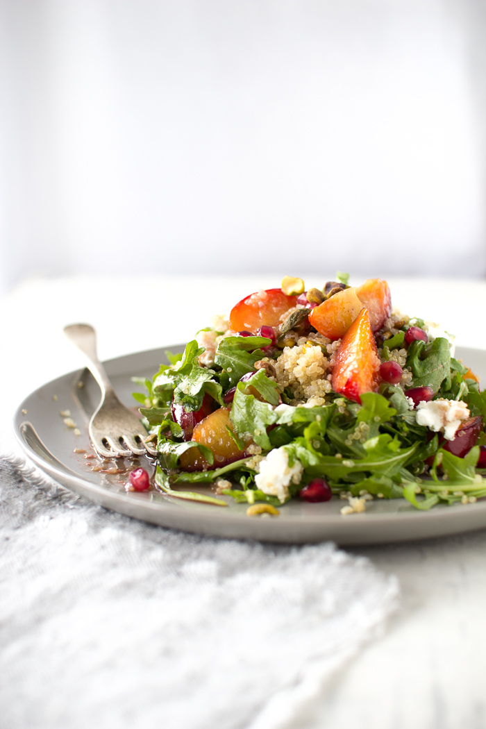 Flourishing Foodie Caramelized Plum and Quinoa Salad with Pomegranate